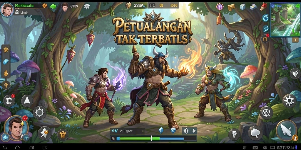 Tampilan gameplay menegangkan dalam 333V yang menampilkan pertempuran arpg.