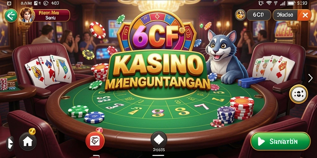 Screenshot gameplay 6CF menampilkan suasana kasino yang seru.