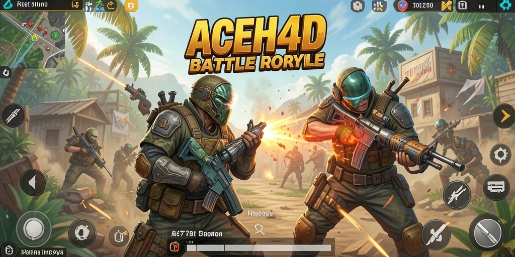Gameplay pertarungan seru dalam ACEH4D Battle Royale.