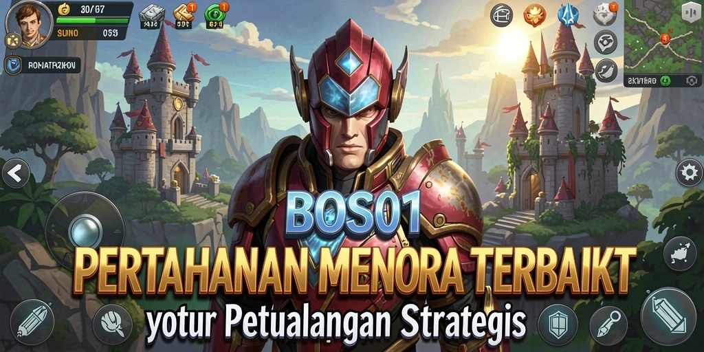 Tampilan gameplay BOS01 yang intens dan strategis dalam Tower Defense.