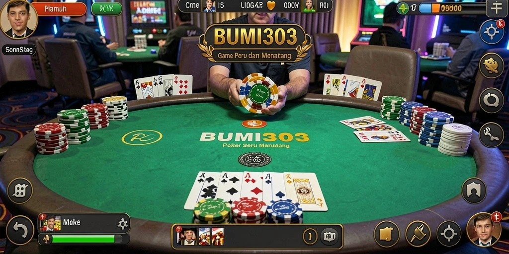 Tampilan gameplay BUMI303 yang menarik dan interaktif dalam game Poker.
