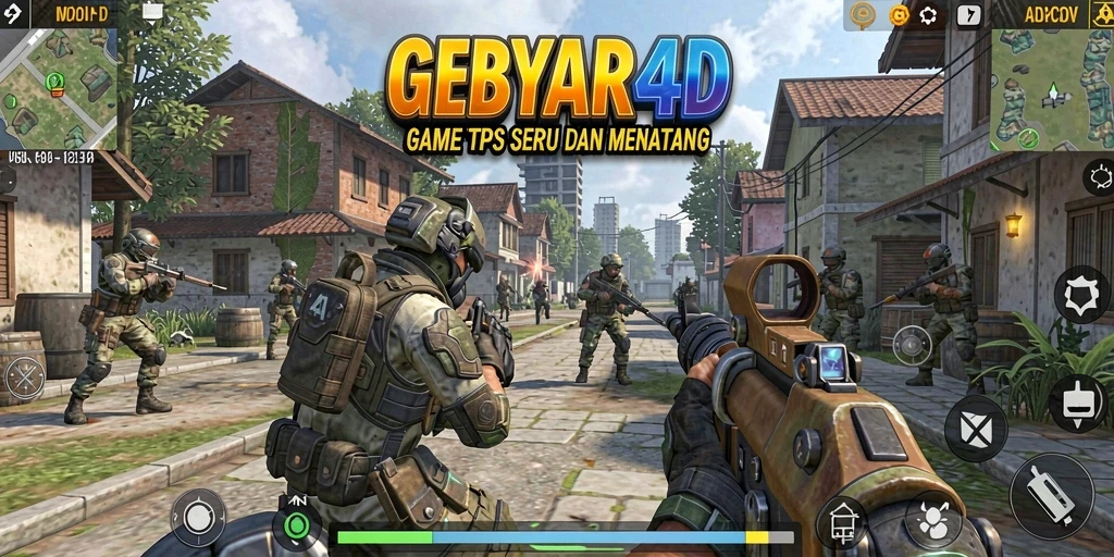 Screenshot GEBYAR4D menampilkan aksi seru dalam pertempuran TPS.