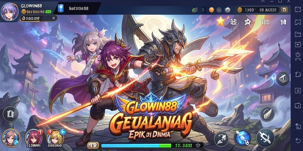 Screenshot GLOWIN88 menampilkan karakter anime dalam aksi.
