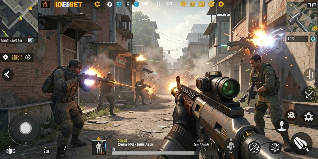 Screenshot gameplay IDEBET yang menampilkan aksi tembak menembak seru.
