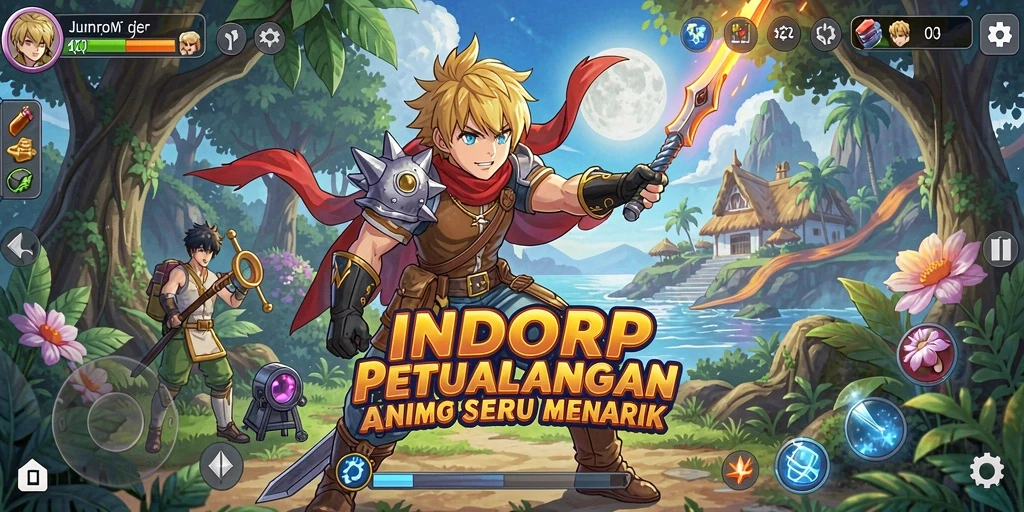 Tampilan gameplay INDORP yang penuh warna dan menegangkan.