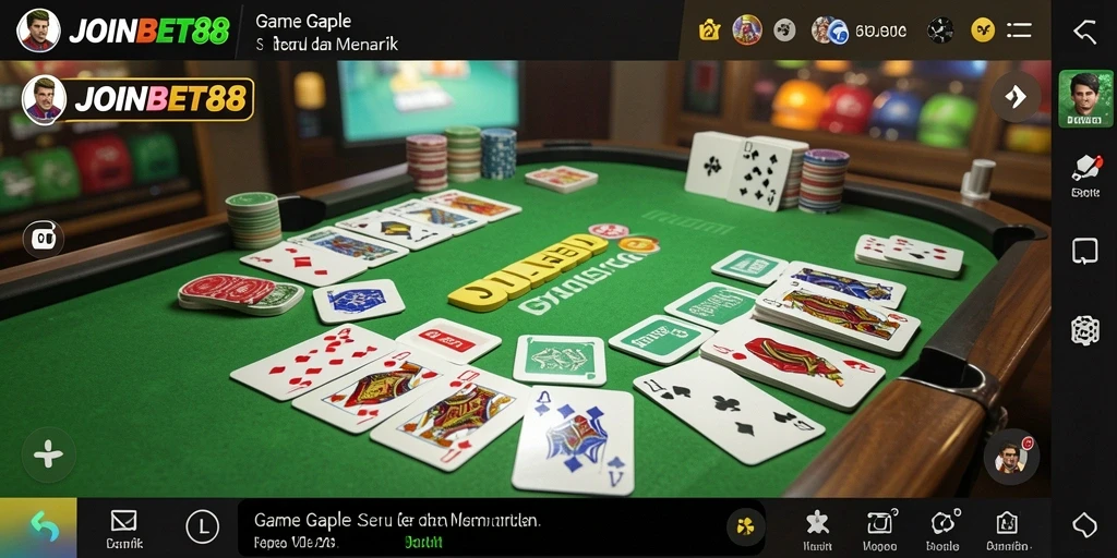 Tampilan gameplay menakjubkan dari JOINBET88 dengan aksi Gaple yang seru.