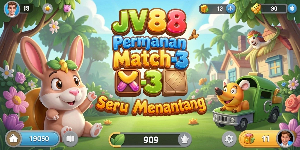 Tampilan gameplay JV88 yang colorful dan seru saat mencocokkan item.