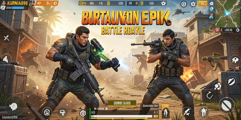 Tampilan gameplay seru dari KURNIA898 dalam pengalaman Battle Royale.
