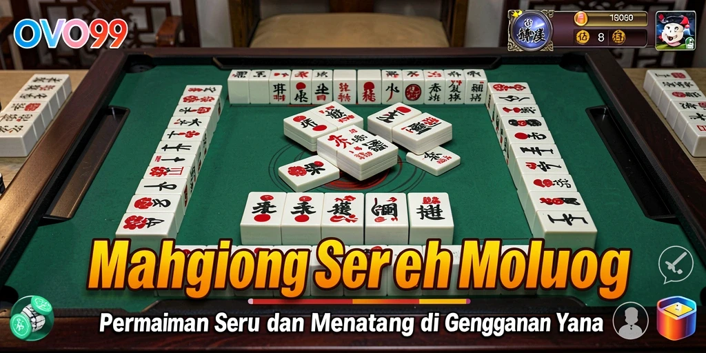 Tampilan gameplay seru Mahjong dalam OVO99 yang penuh warna.