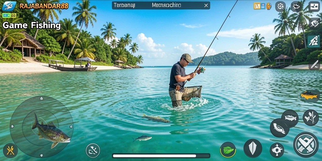 Tampilan menarik dan gameplay seru dalam RAJABANDAR88 yang menampilkan aksi memancing.