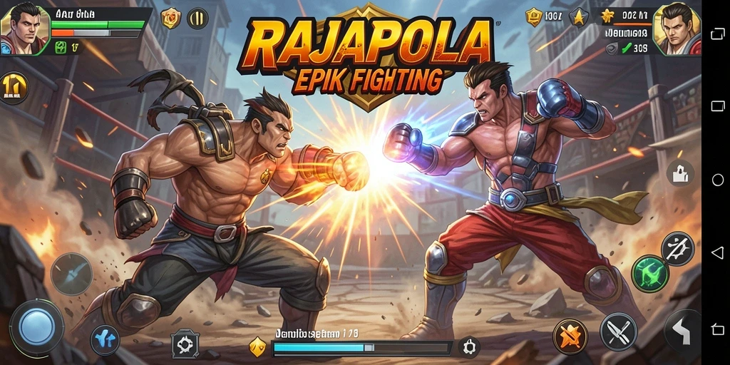 Tampilan gameplay pertarungan yang mendebarkan di RAJAPOLA.