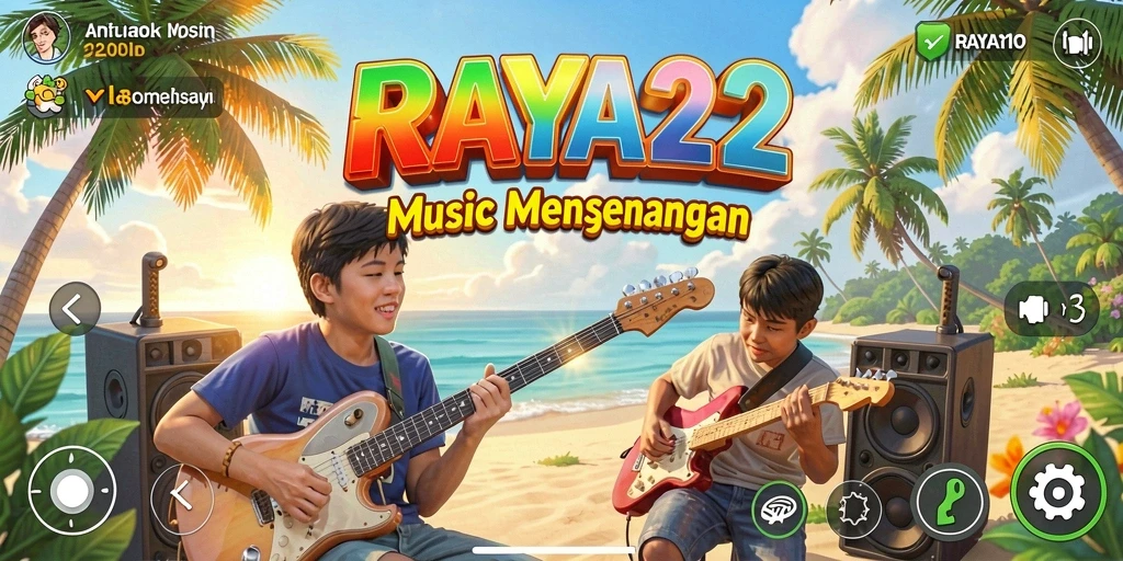 Tampilan gameplay RAYA22 yang seru dengan berbagai tantangan musik.