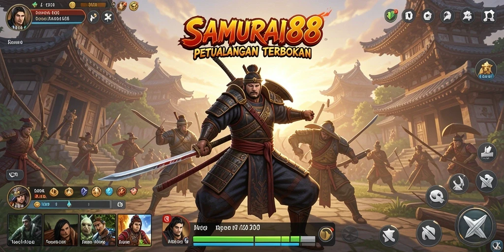 Screenshot gameplay SAMURAI88 menampilkan petualangan di dunia terbuka yang luas.