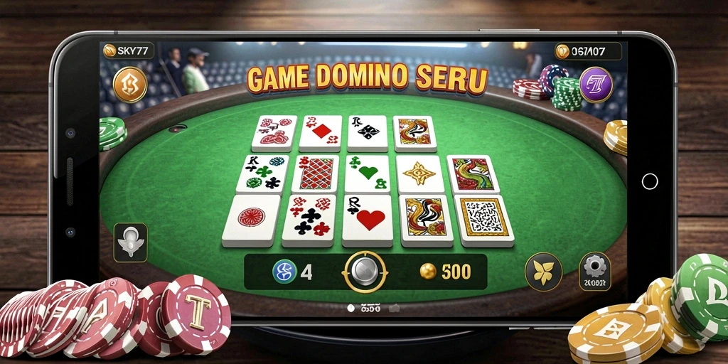 Screenshot utama SKY77 menampilkan gameplay seru dalam permainan Domino.