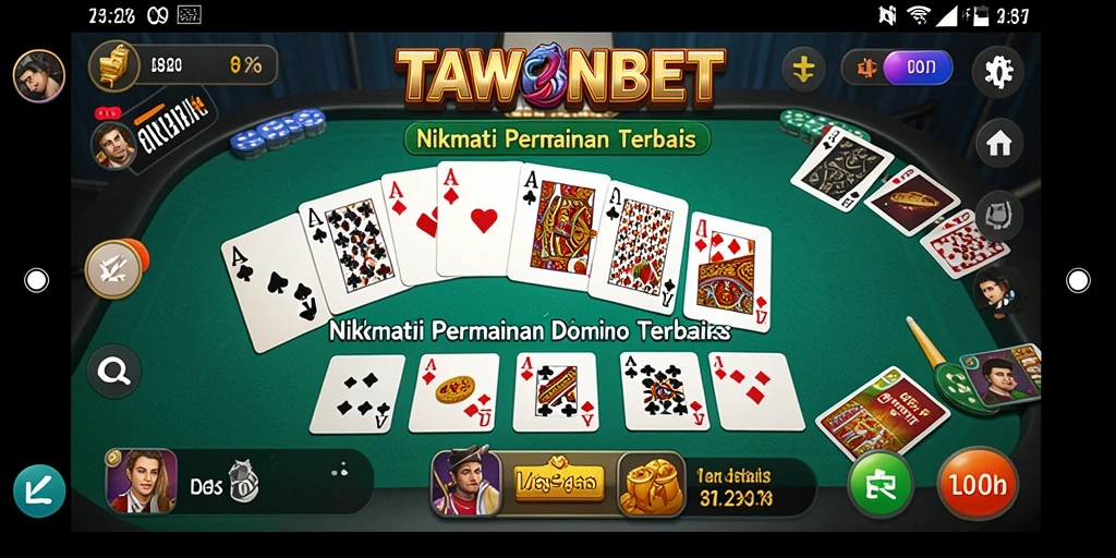Tampilan gameplay seru dari permainan Domino TAWONBET.