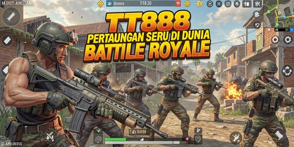 Tampilan gameplay TTT888 yang penuh aksi dan strategi di arena Battle Royale.