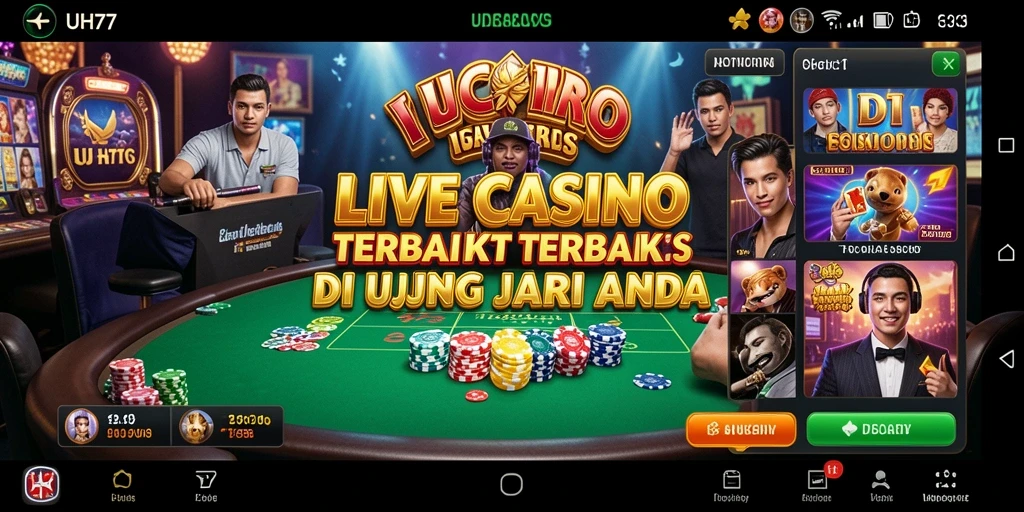 Tampilan seru permainan Live Casino UH77 dengan dealer profesional.